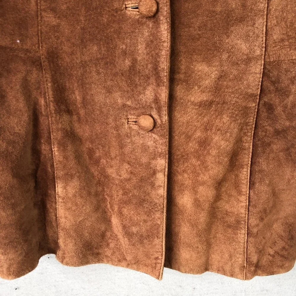 Vintage Nuons Suede Jacket Womens 6 Brown Genuine Leather Blazer - Picture 14 of 16